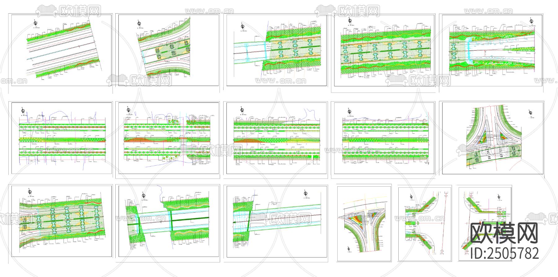 道路绿化CAD施工图下载（渲染图1）