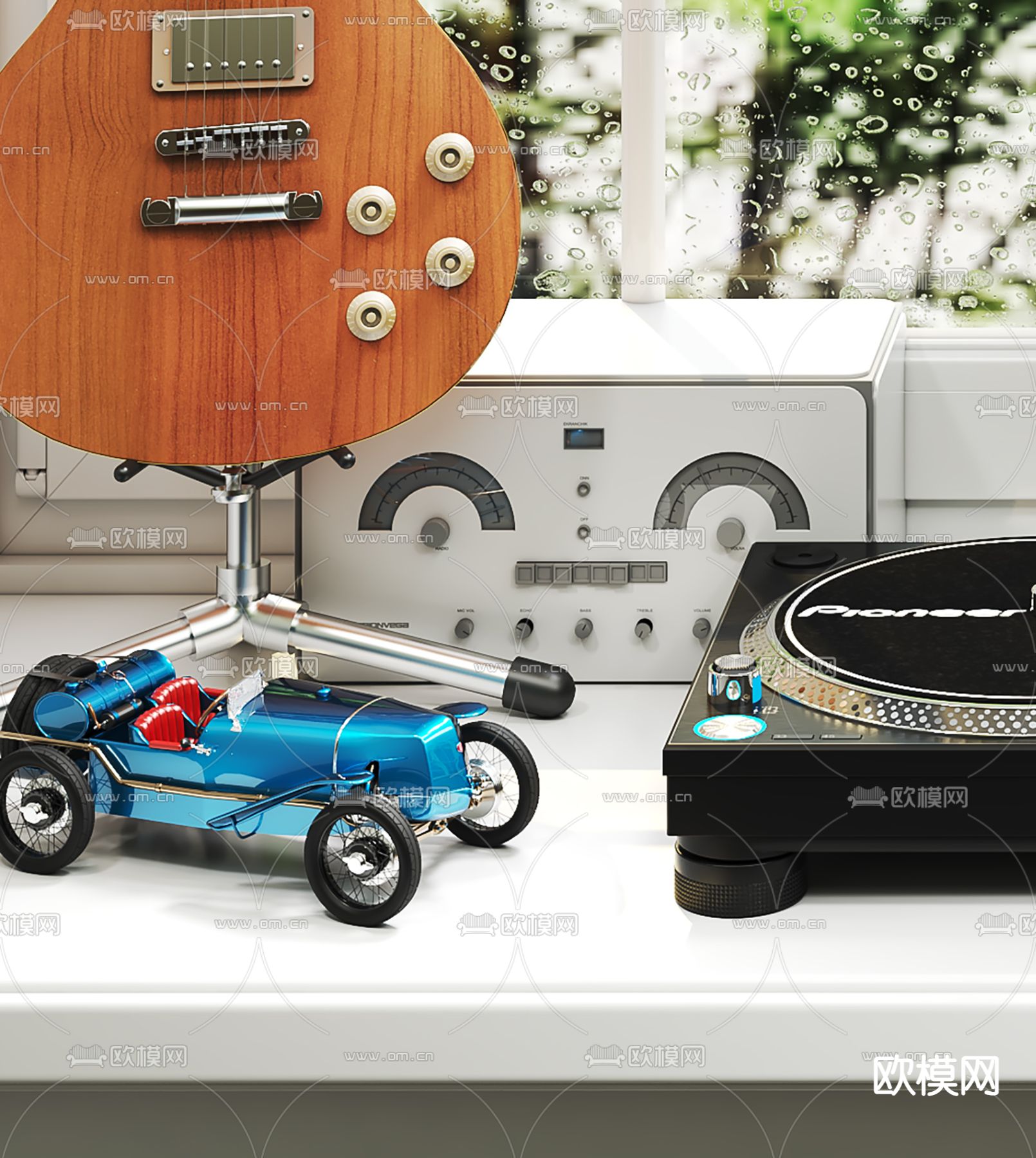 饰品摆件 唱片机 乐器3d模型下载（渲染图2）