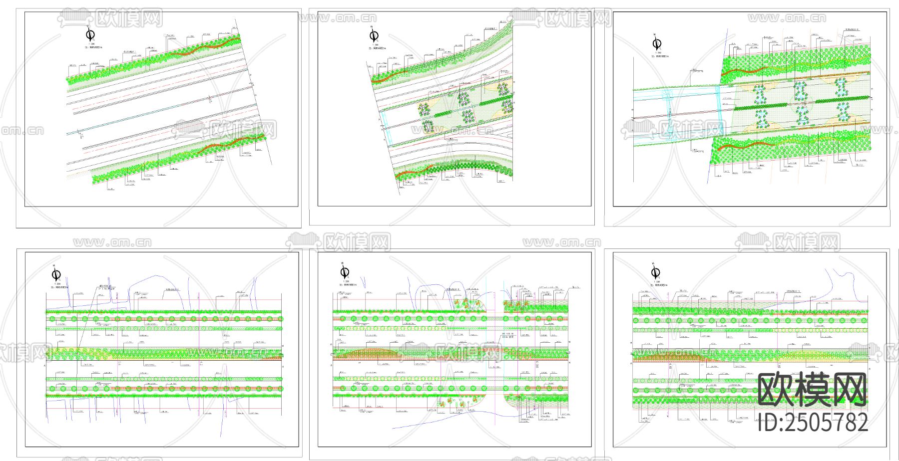 道路绿化CAD施工图下载（渲染图5）