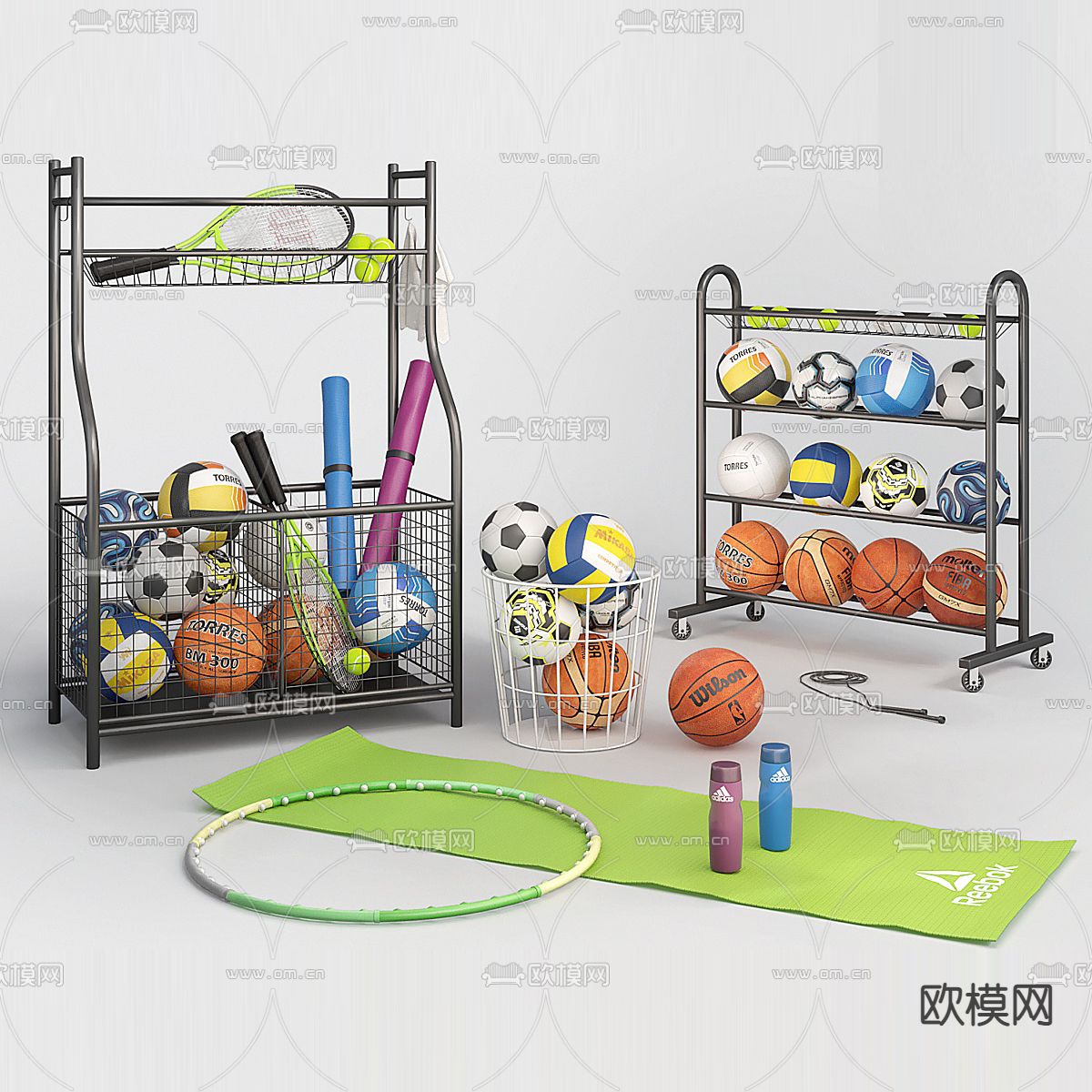 篮球足球 运动器材3d模型下载（渲染图2）