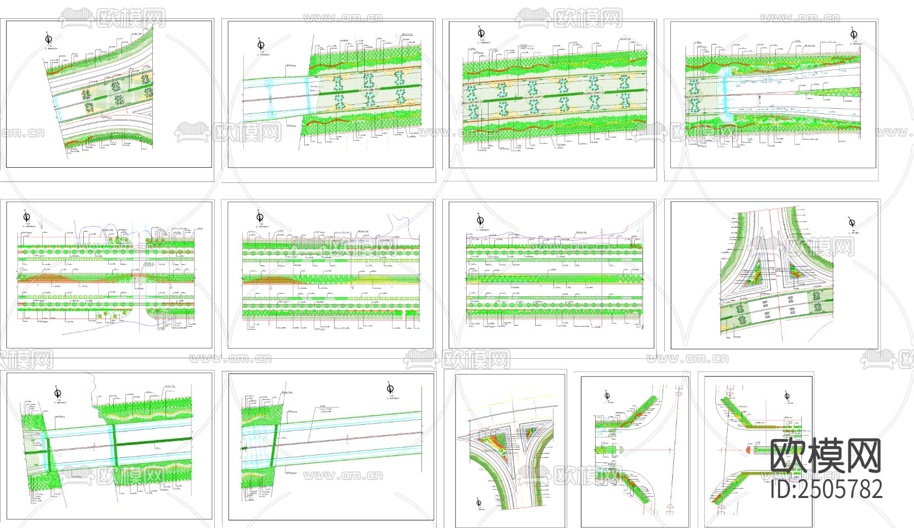 道路绿化CAD施工图下载（渲染图6）