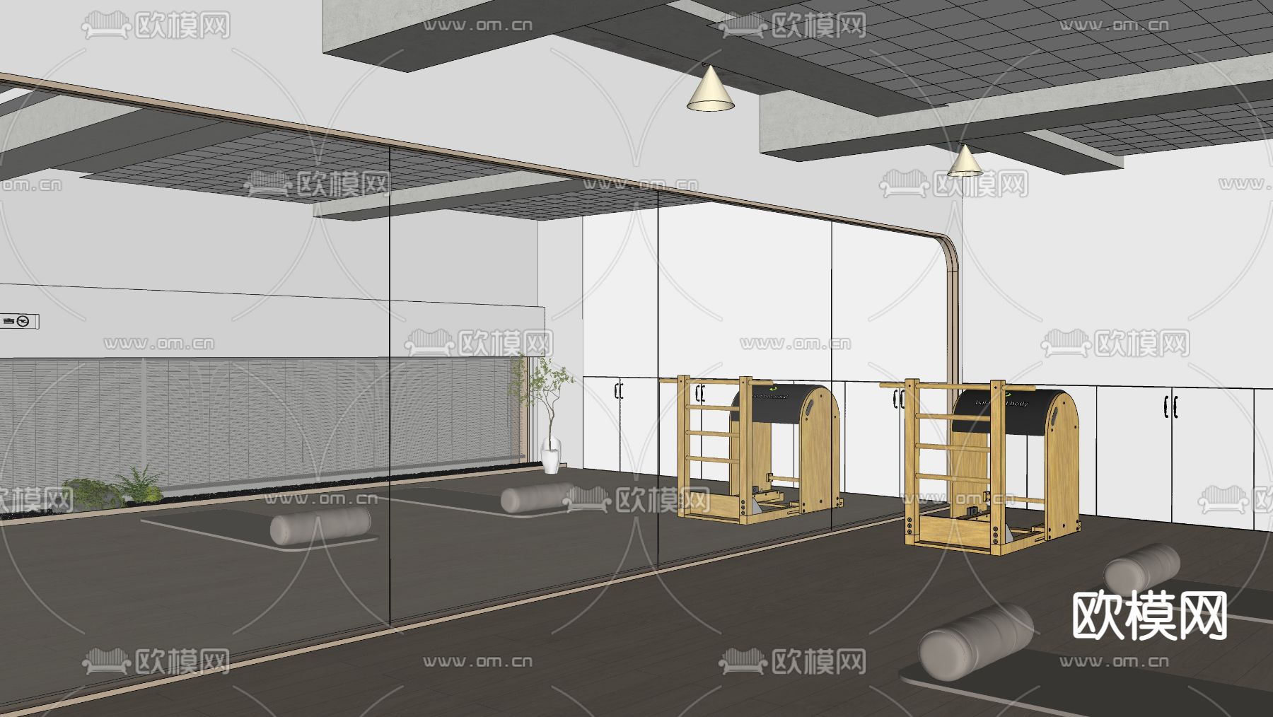 现代瑜伽馆su模型下载（渲染图2）