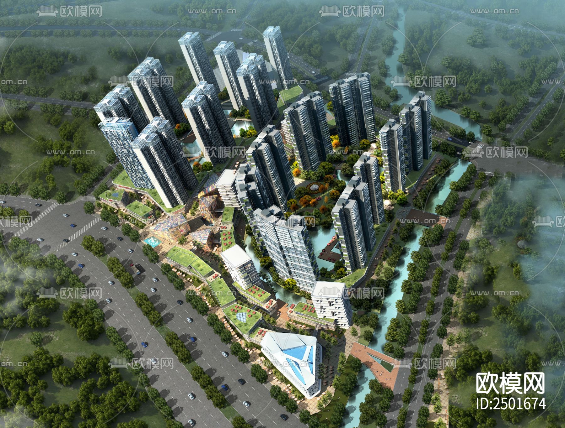住宅小区规划CAD施工图-免费3dmax模型库-欧模网