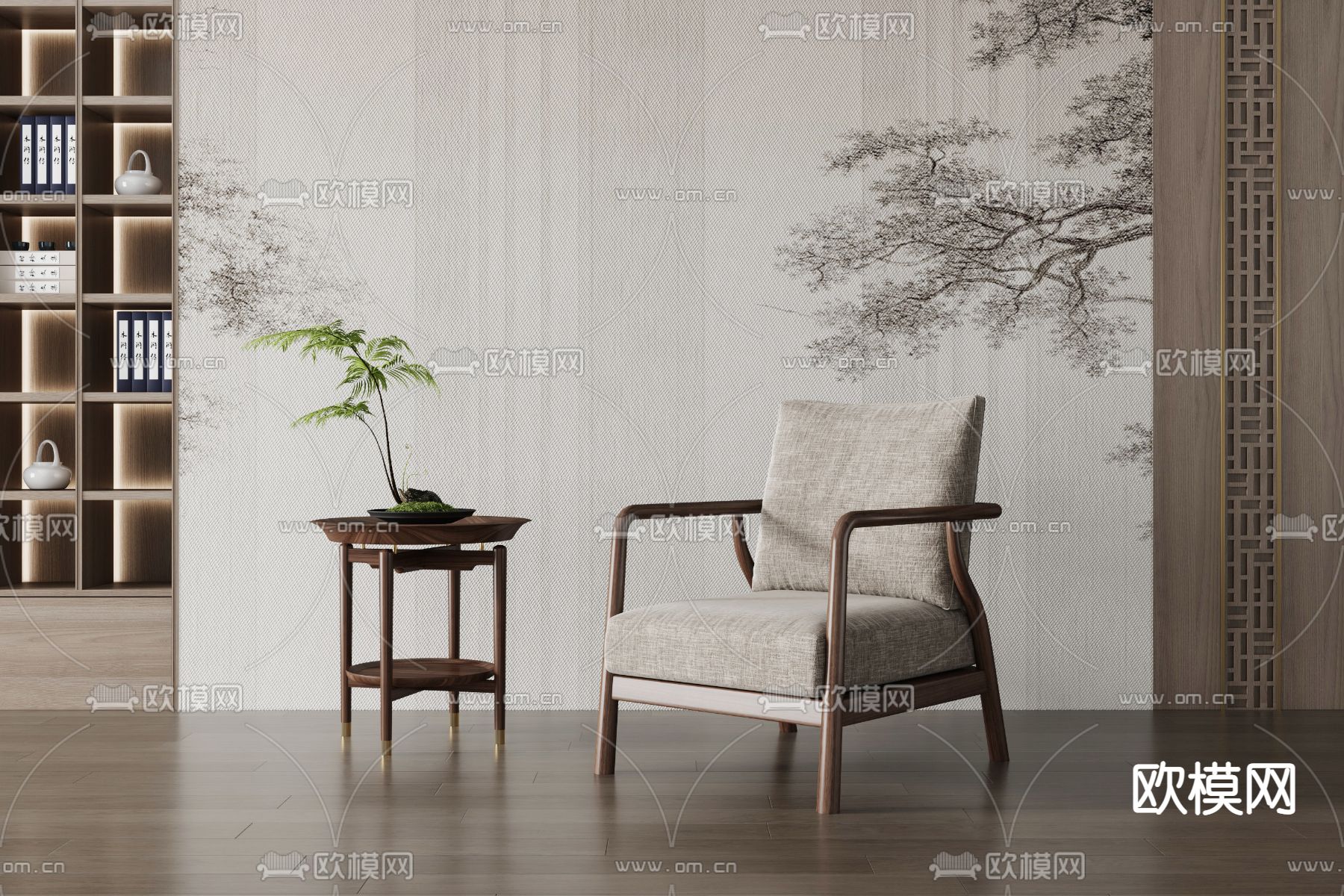 新中式休闲椅子3d模型