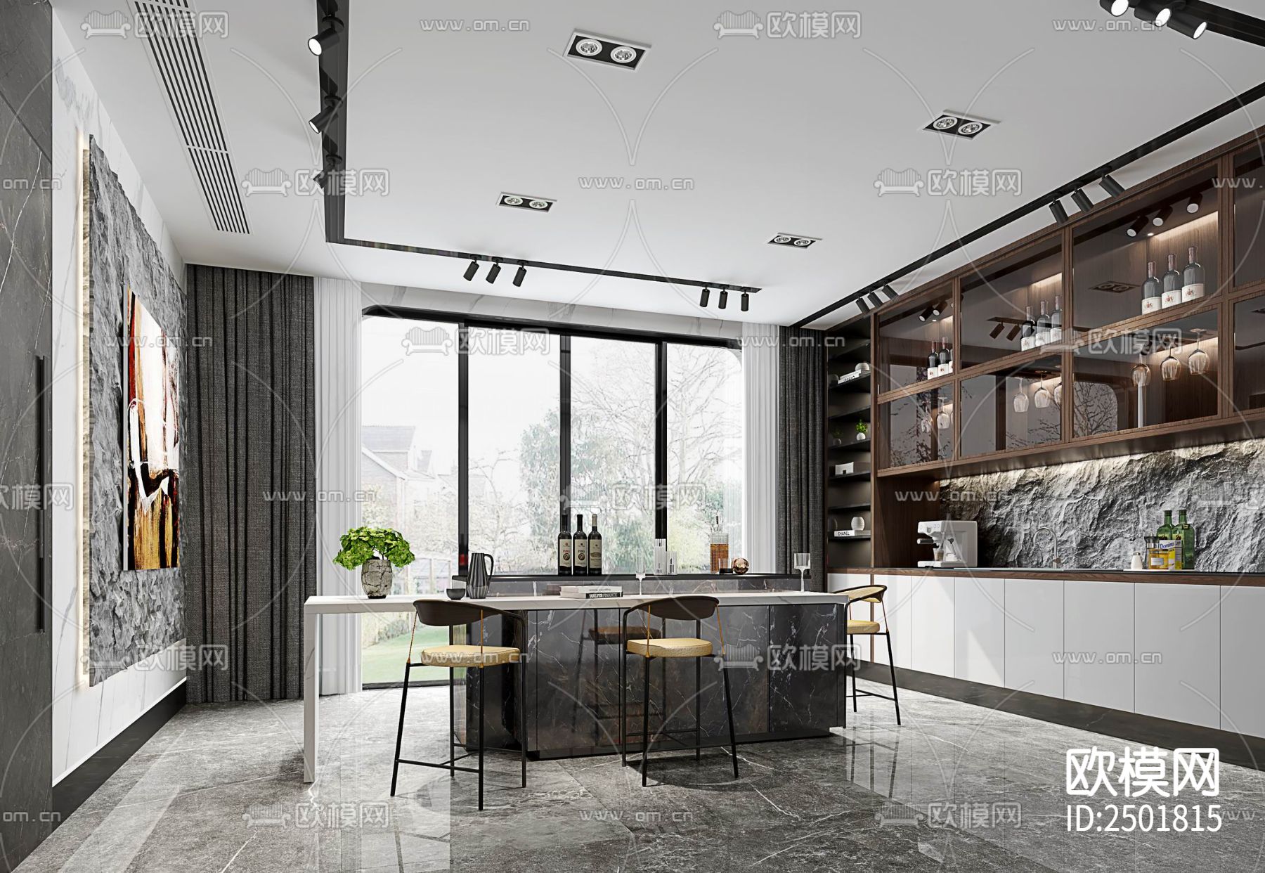 五层别墅室内CAD施工图下载（渲染图4）