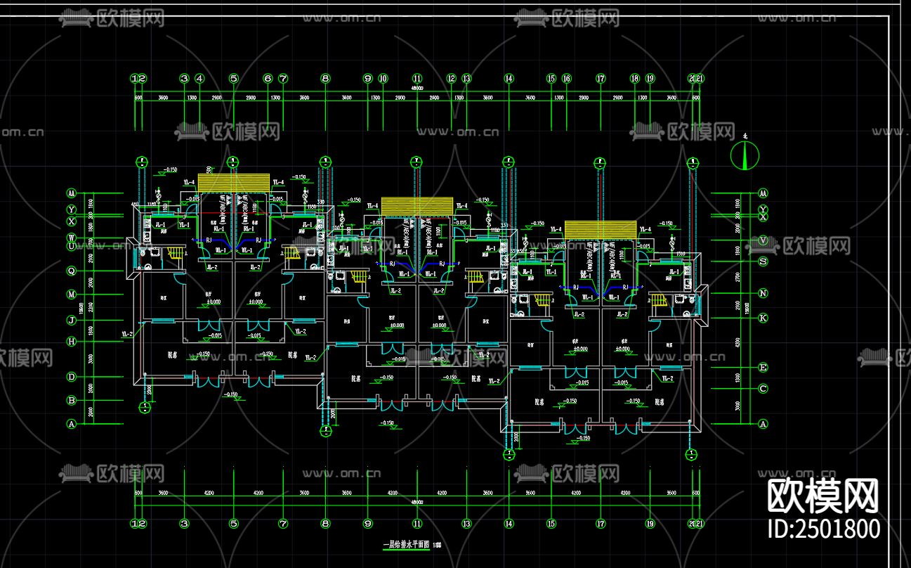 水岸嘉苑小区7号楼给排水CAD施工图-免费3dmax模型库-欧模网