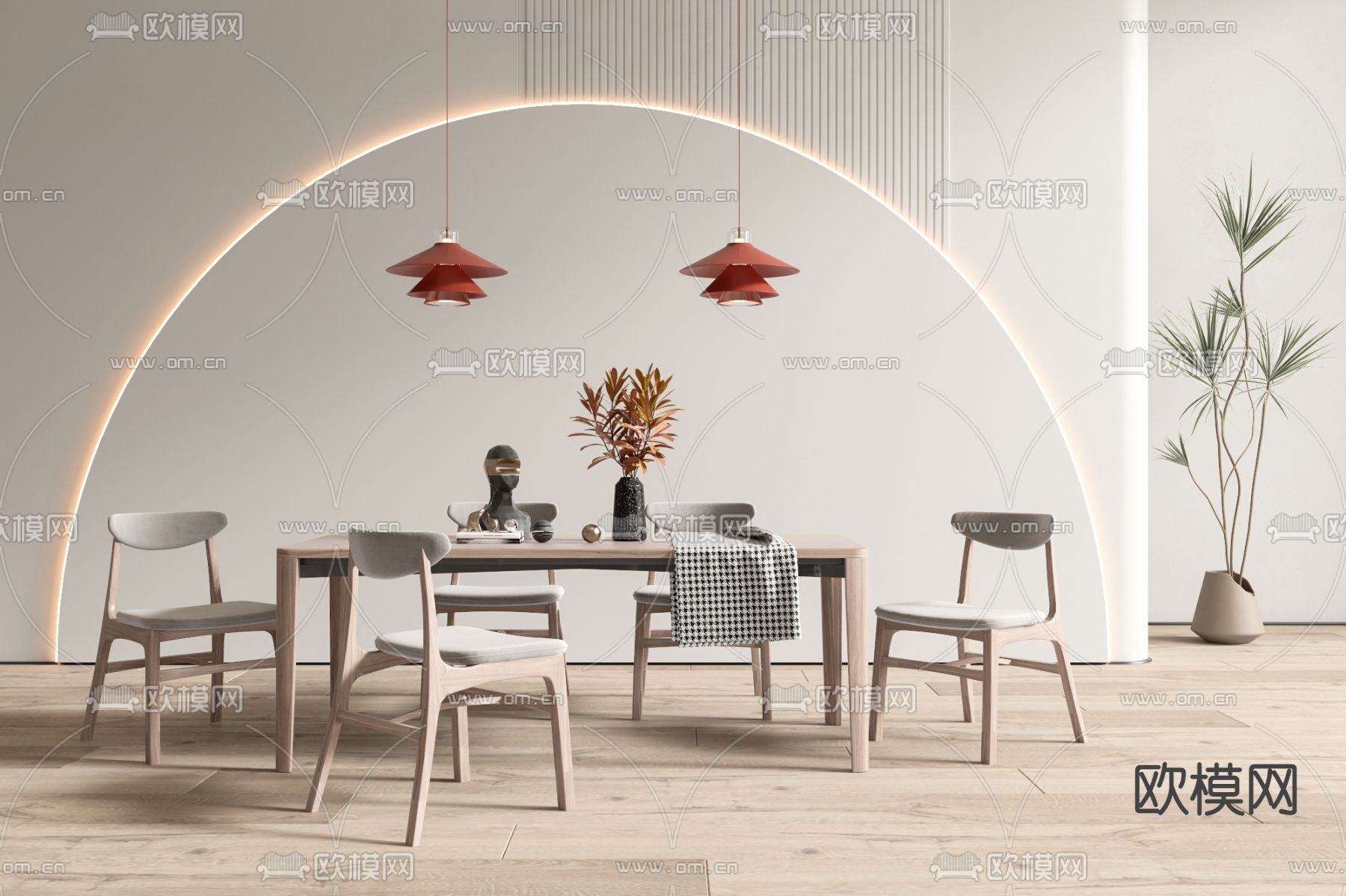 北欧餐桌椅3d模型下载