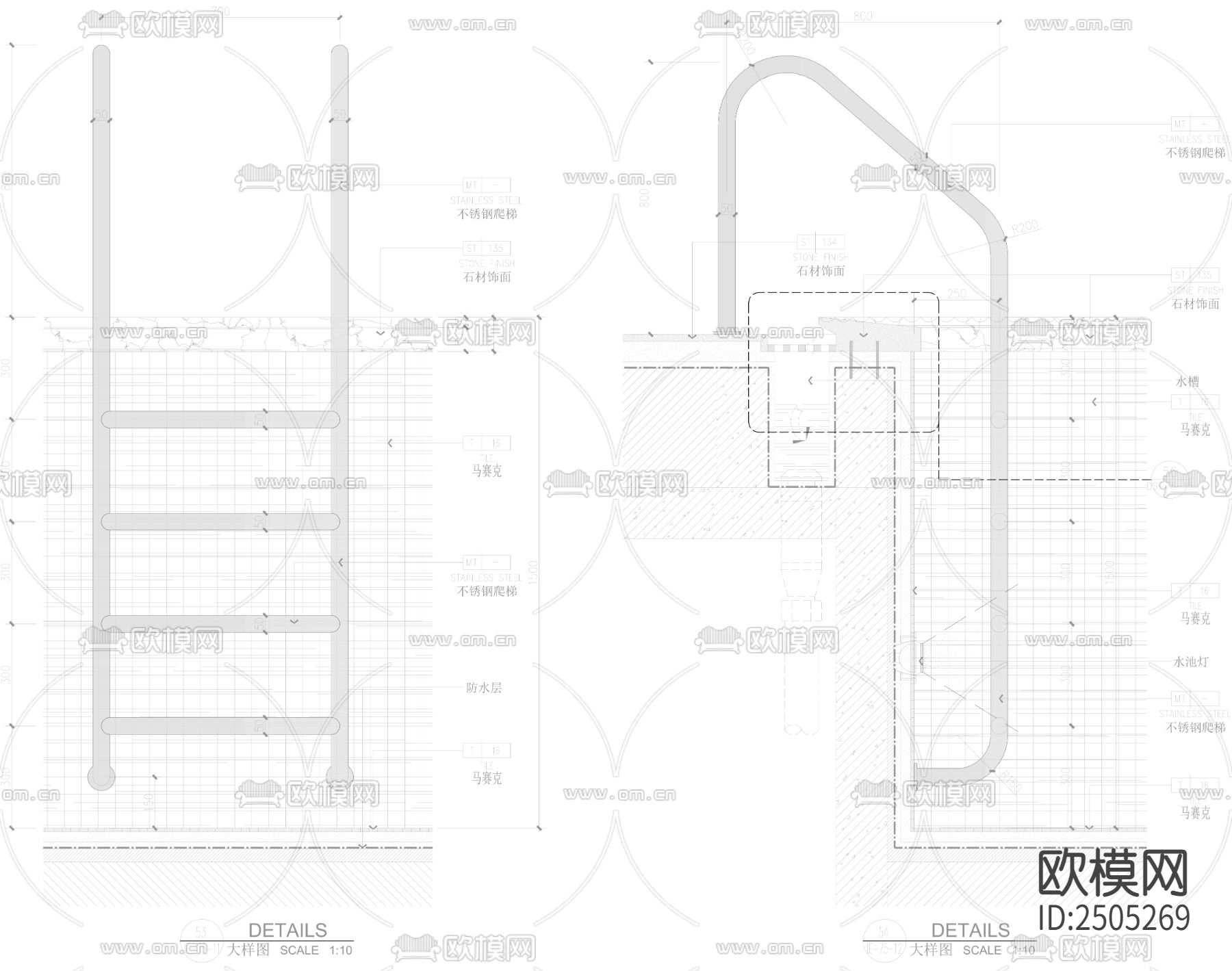 游泳池CAD节点大样下载（渲染图1）