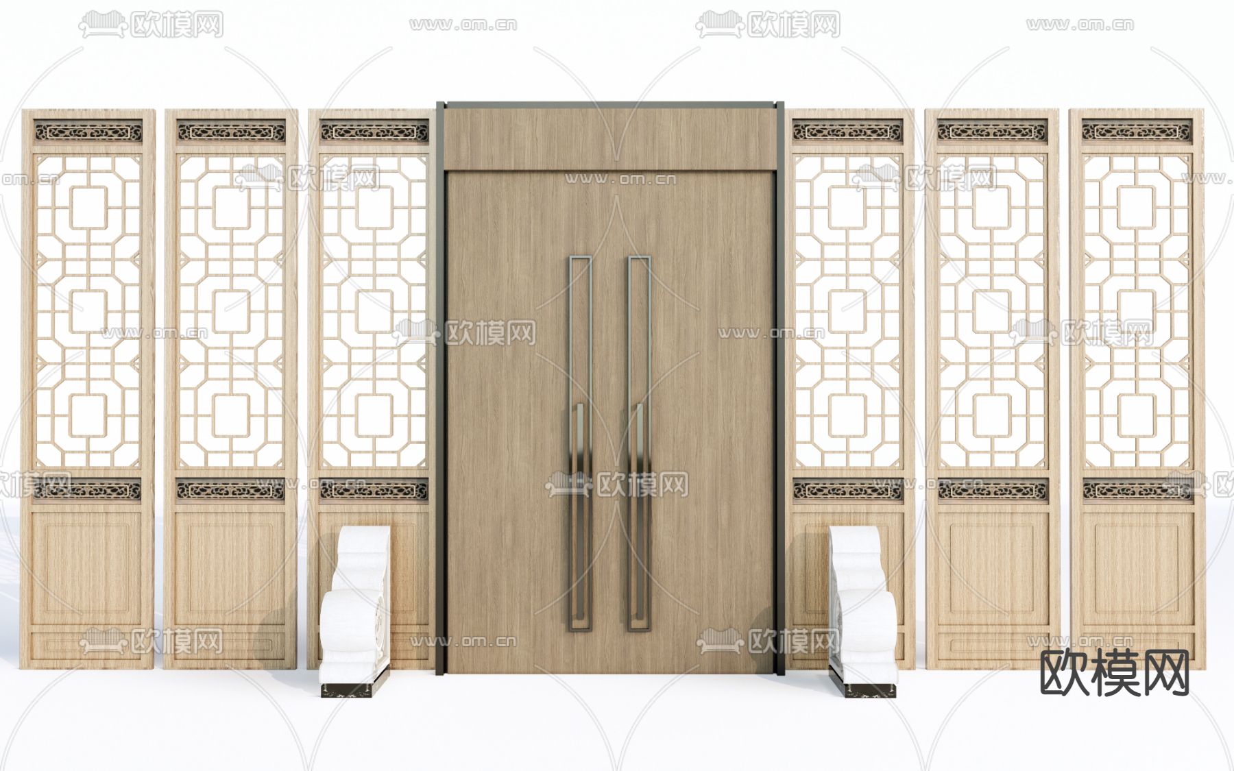 中式实木门窗su模型下载（渲染图1）