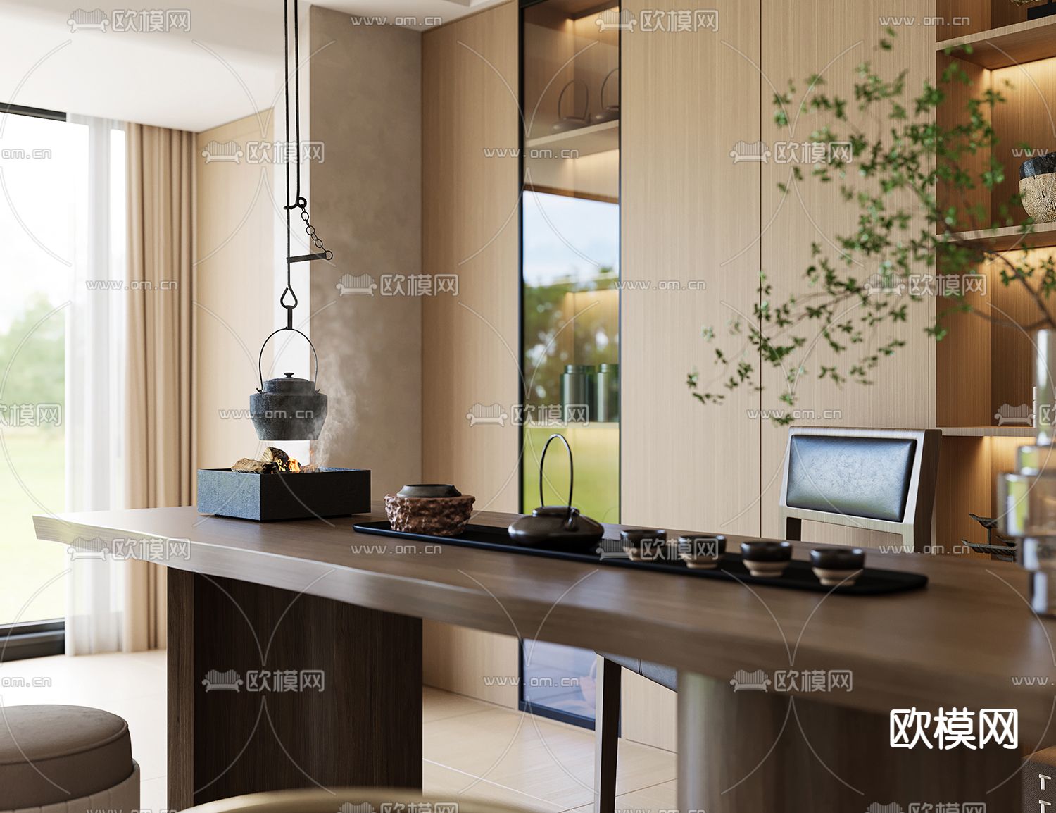 侘寂客餐厅3d模型下载（渲染图4）