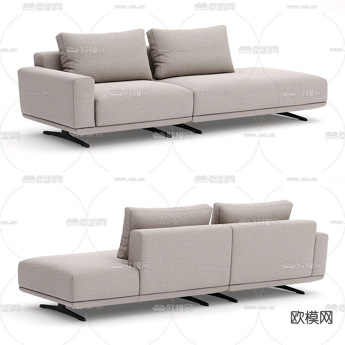 现代多人沙发su模型下载（渲染图1）