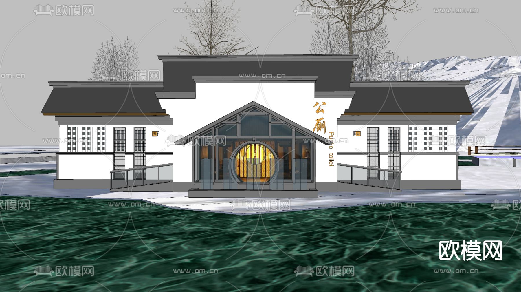 现代公共厕所su模型下载（渲染图2）