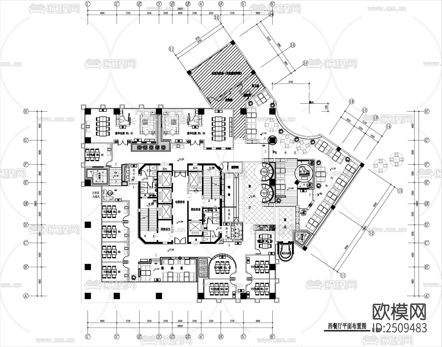 欧式咖啡厅CAD施工图下载（渲染图3）
