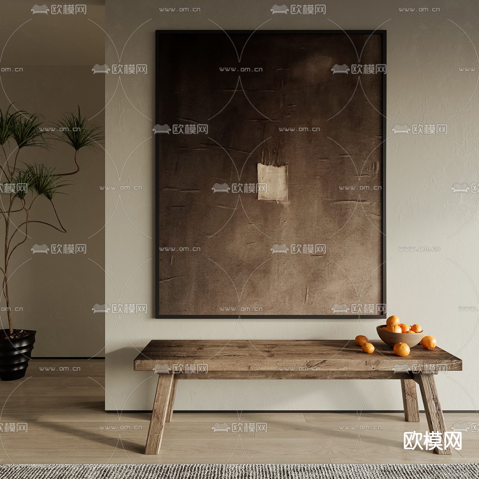 侘寂风装饰画 抽象画su模型