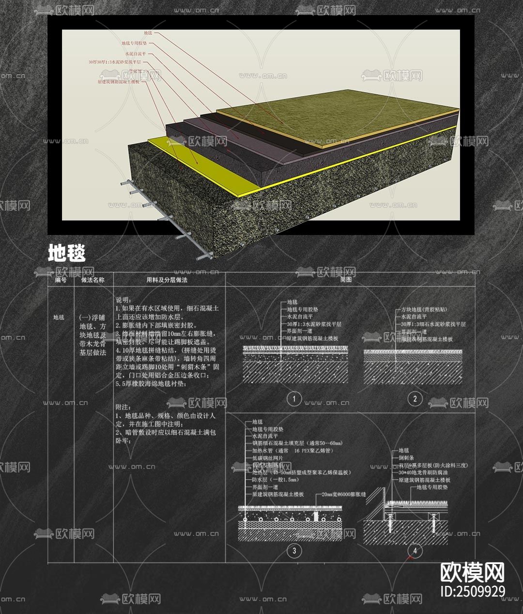 金螳螂专用墙顶地节点CAD施工图下载（渲染图9）