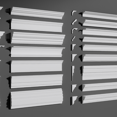  简欧石膏线条 天花角线su模型 