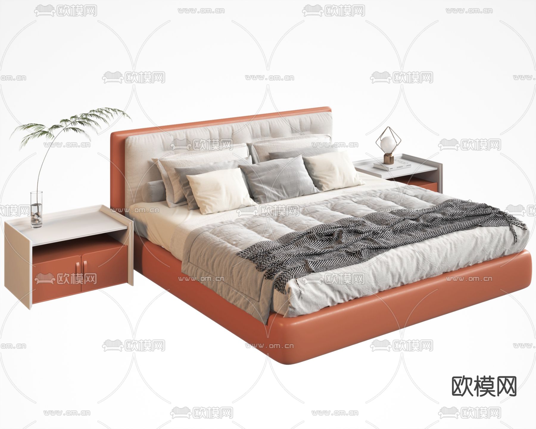 后现代双人床3d模型下载