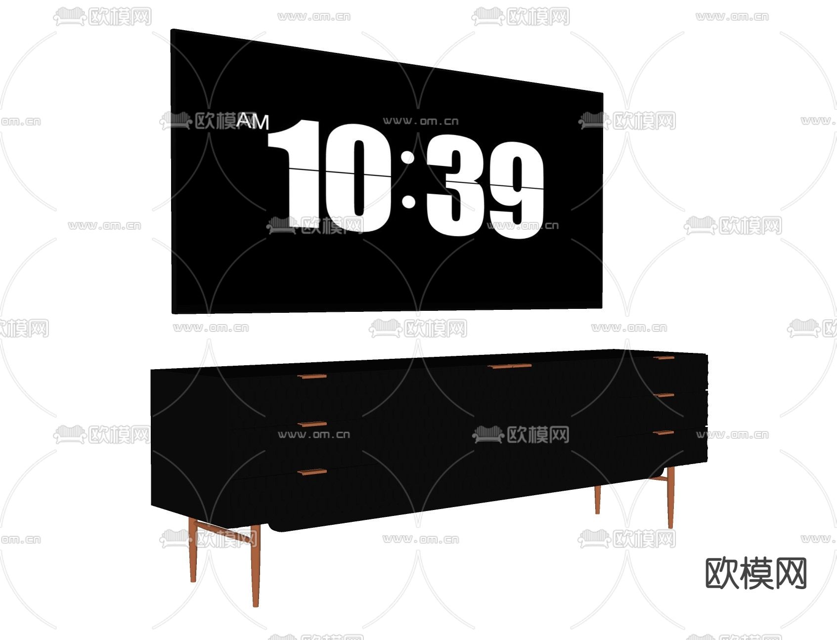 现代电视柜 电视机su模型下载（渲染图2）