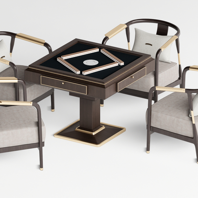  新中式棋牌桌 麻将桌 麻将机su模型 