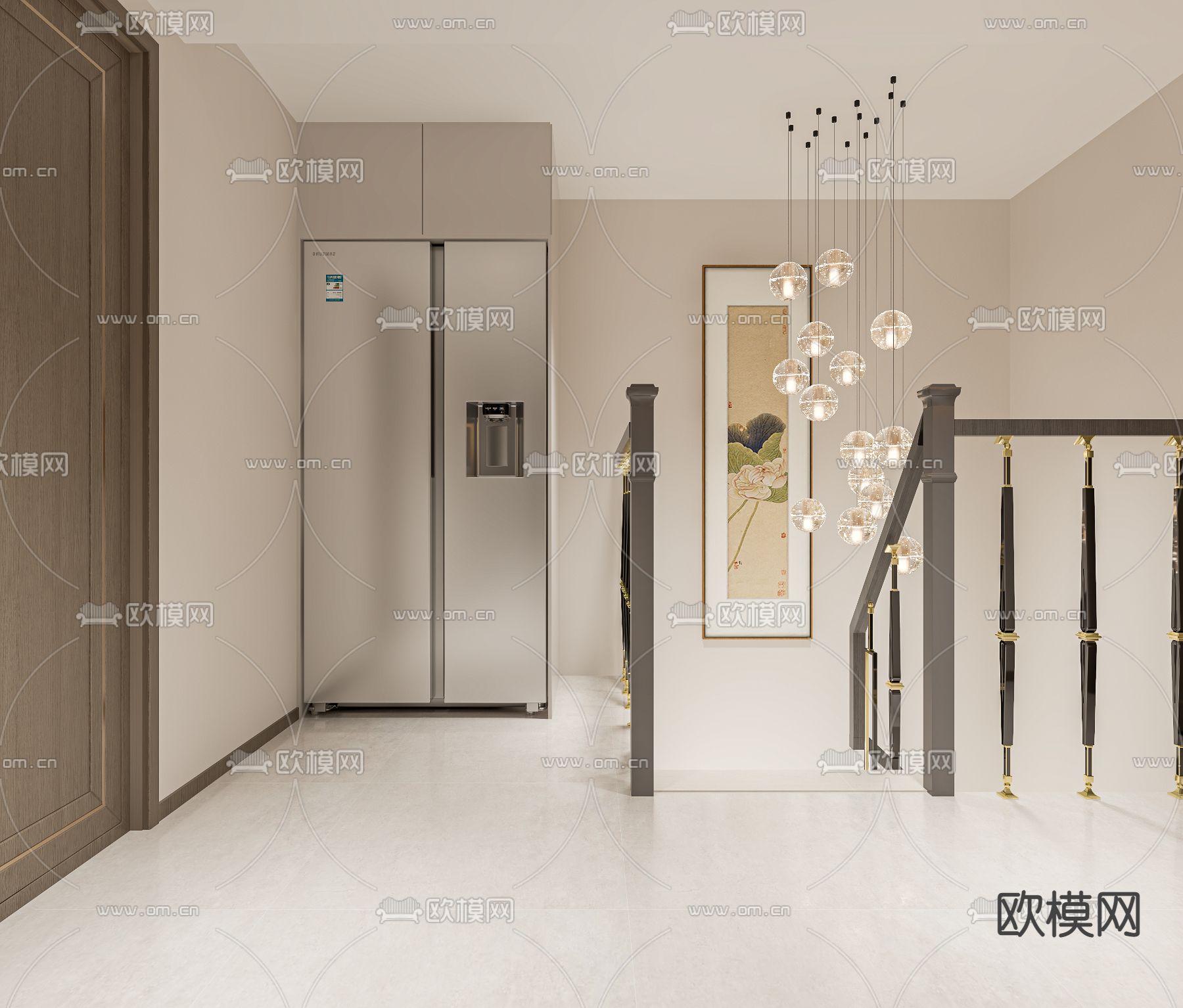 新中式美容院茶室免费3d模型下载（渲染图4）