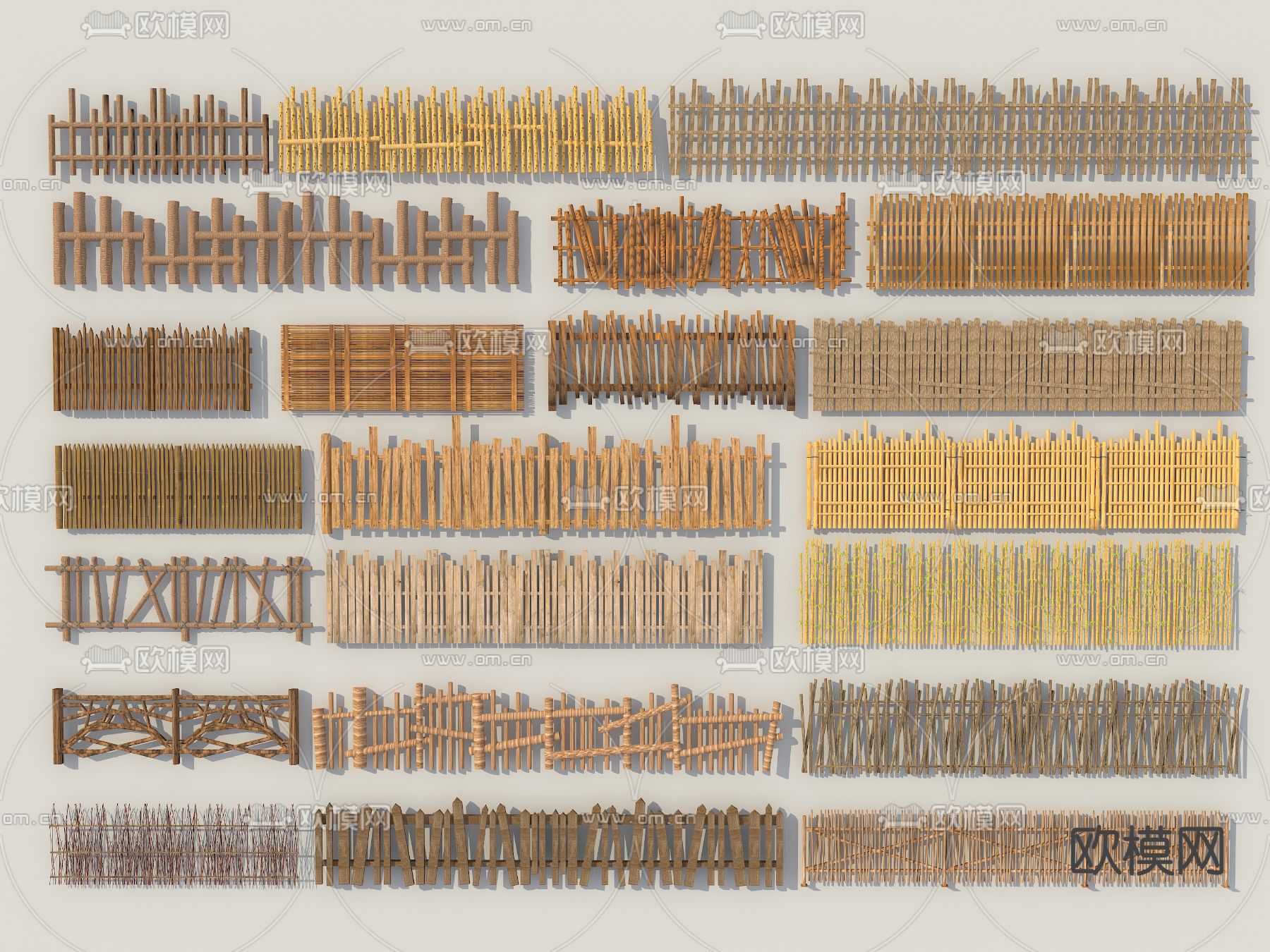 中式栅栏 篱笆 围栏 护栏3d模型下载
