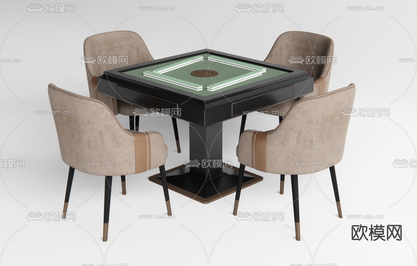 现代麻将桌 麻将机  棋牌桌su模型下载（渲染图1）
