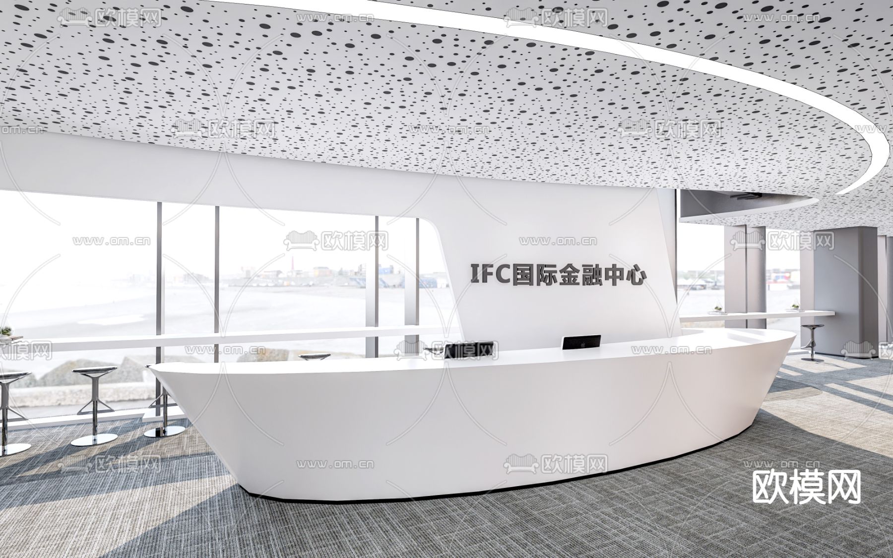 现代公司前台su模型下载（渲染图1）