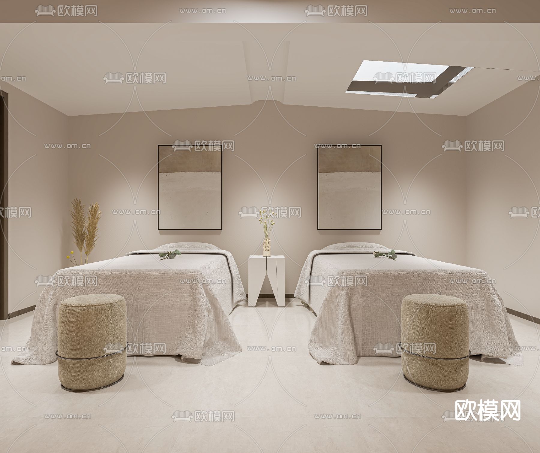 新中式美容院茶室免费3d模型下载（渲染图3）