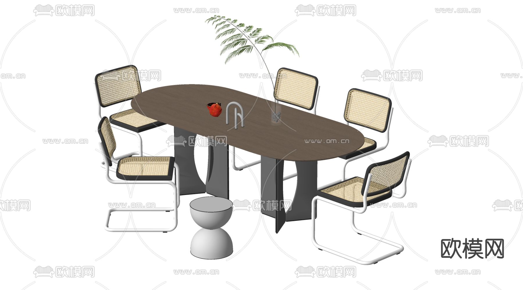 侘寂风餐桌椅su模型下载（渲染图2）