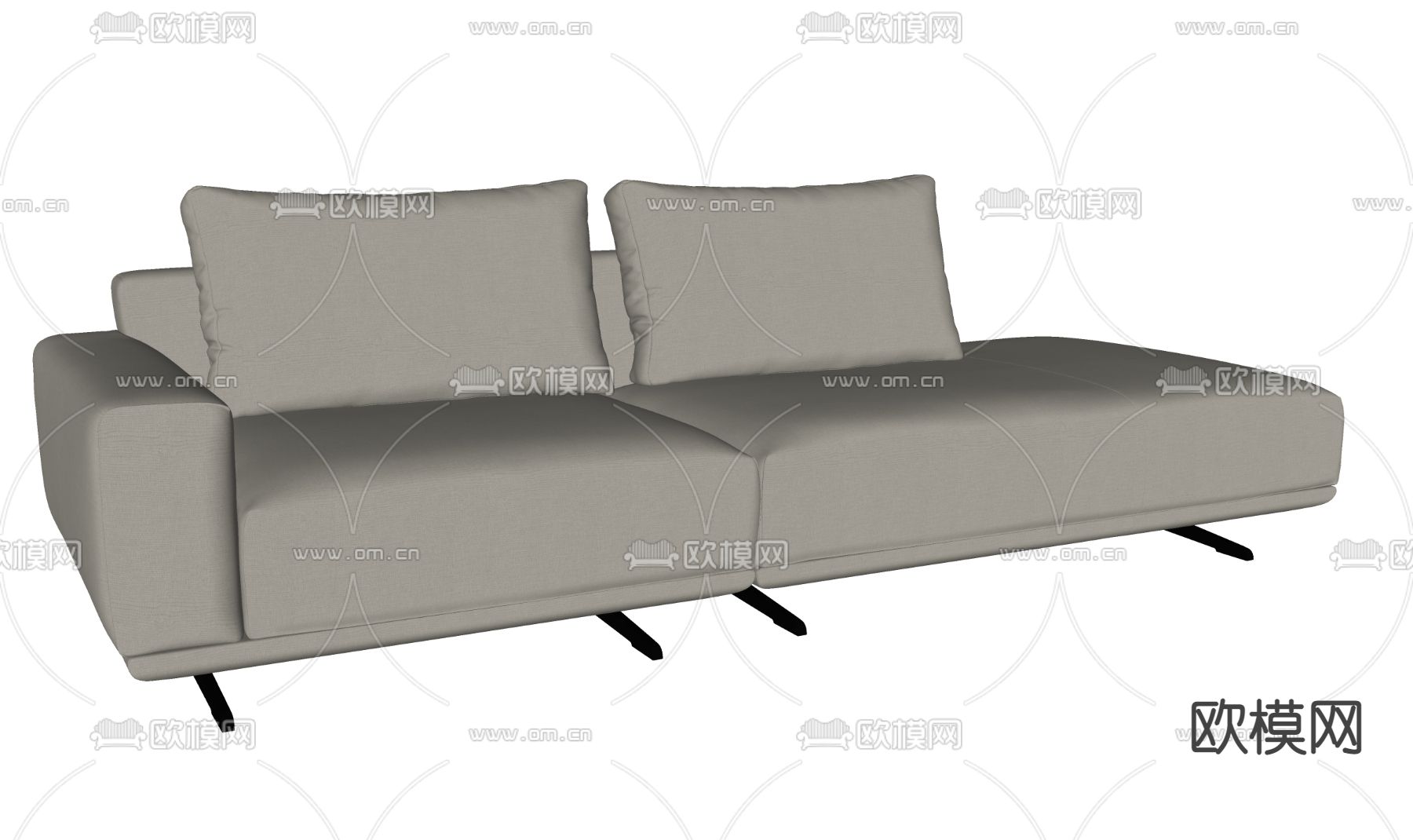 现代多人沙发su模型下载（渲染图2）