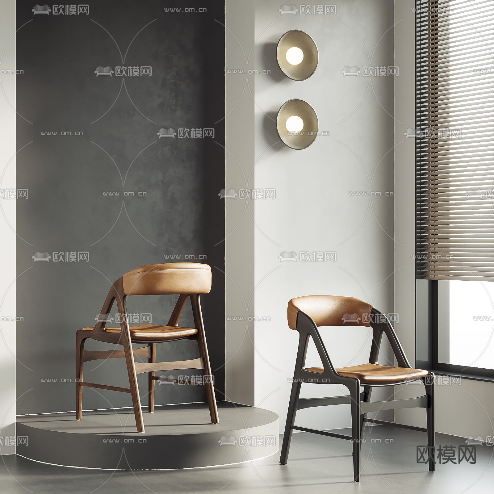 侘寂风单椅 餐椅3d模型下载