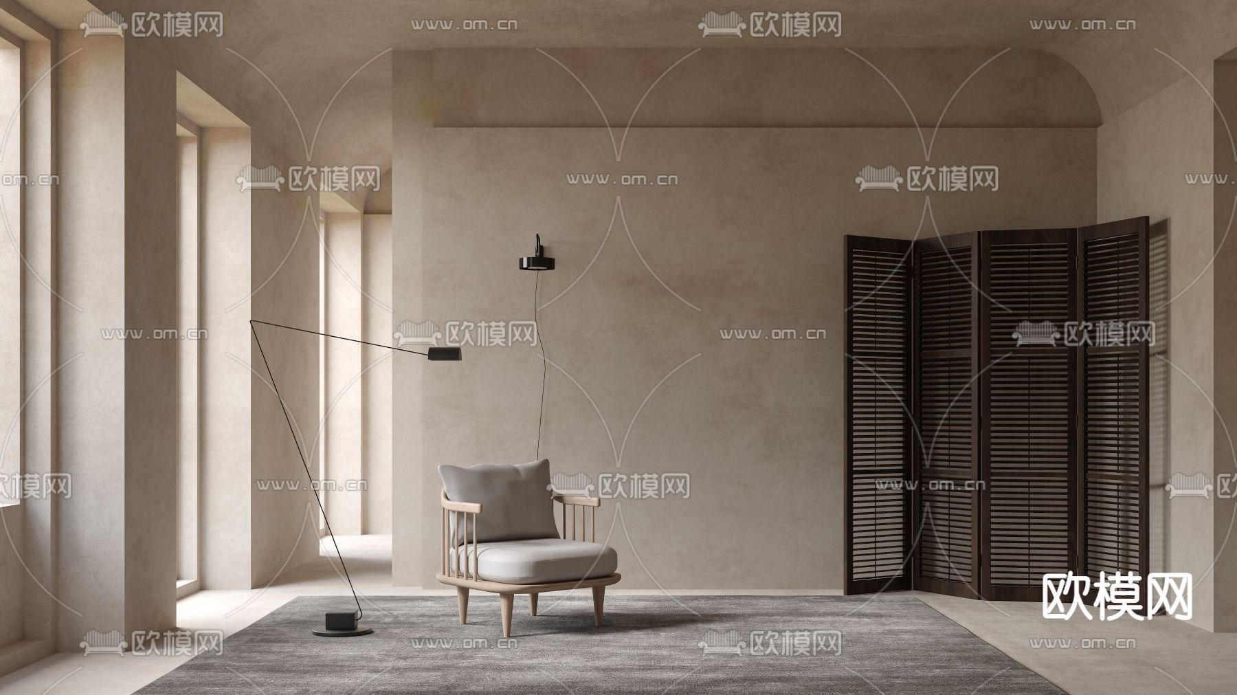 侘寂休闲椅子3d模型下载