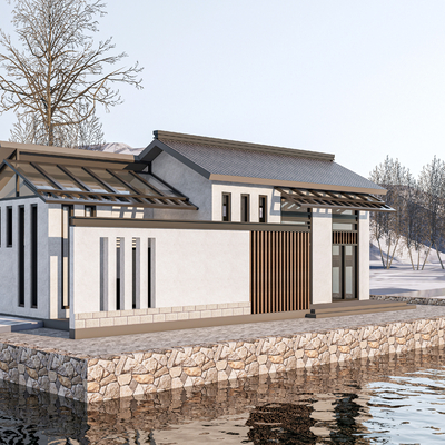  新中式公共厕所su模型 