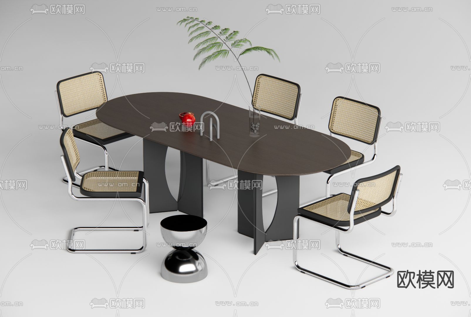 侘寂风餐桌椅su模型下载（渲染图1）