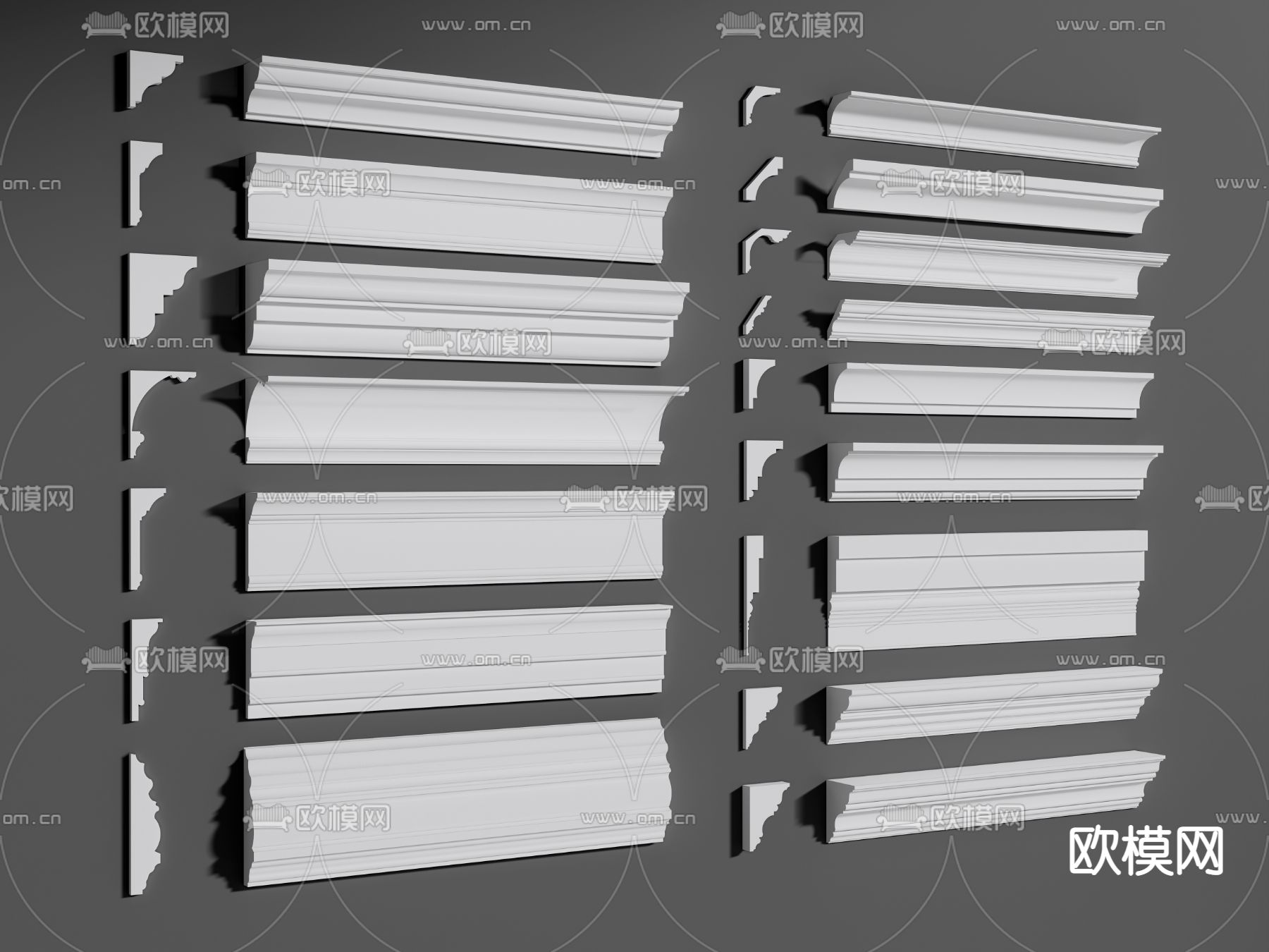 简欧石膏线条 天花角线su模型下载（渲染图1）