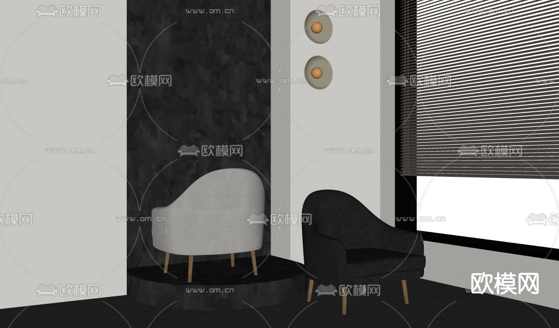 现代休闲椅su模型