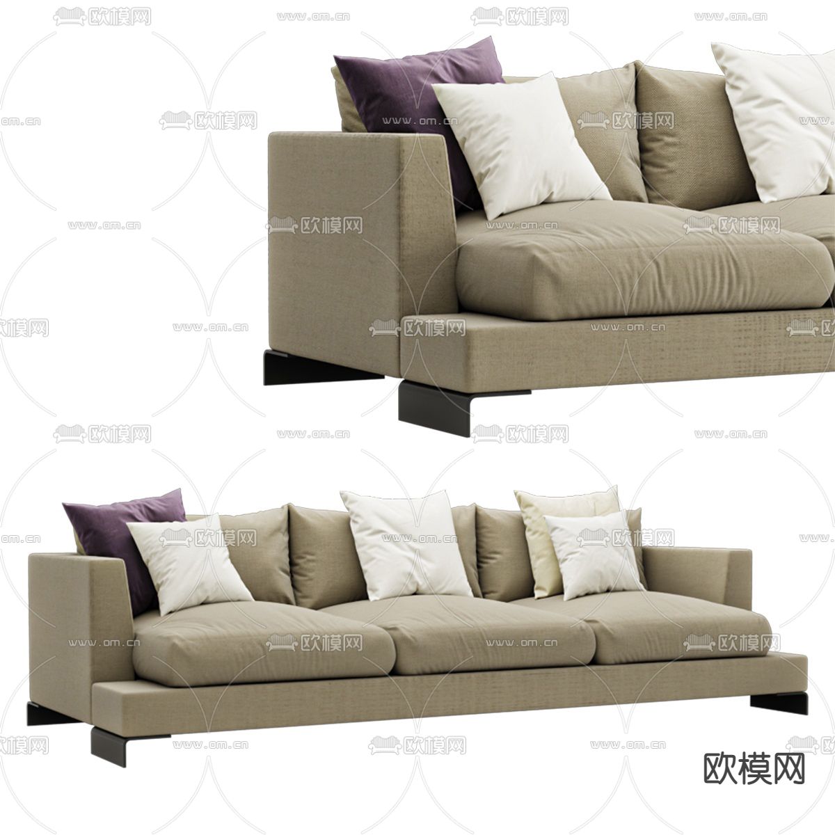 现代多人沙发3d模型下载_ID13016012_3dmax免费模型-欧模网