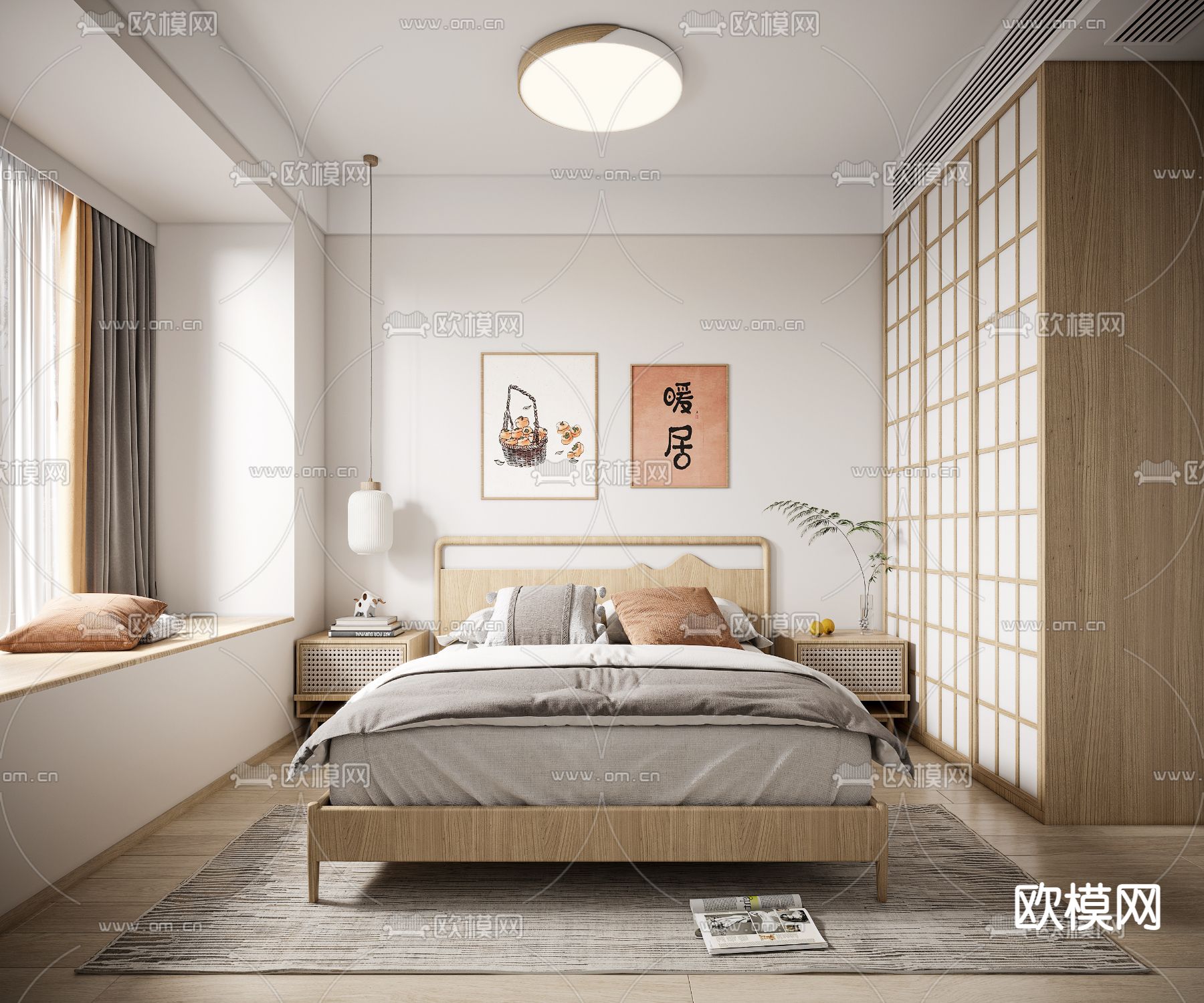 日式卧室 次卧3d模型下载