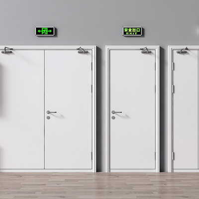  防火门 消防栓 灭火器 安全出口su模型 