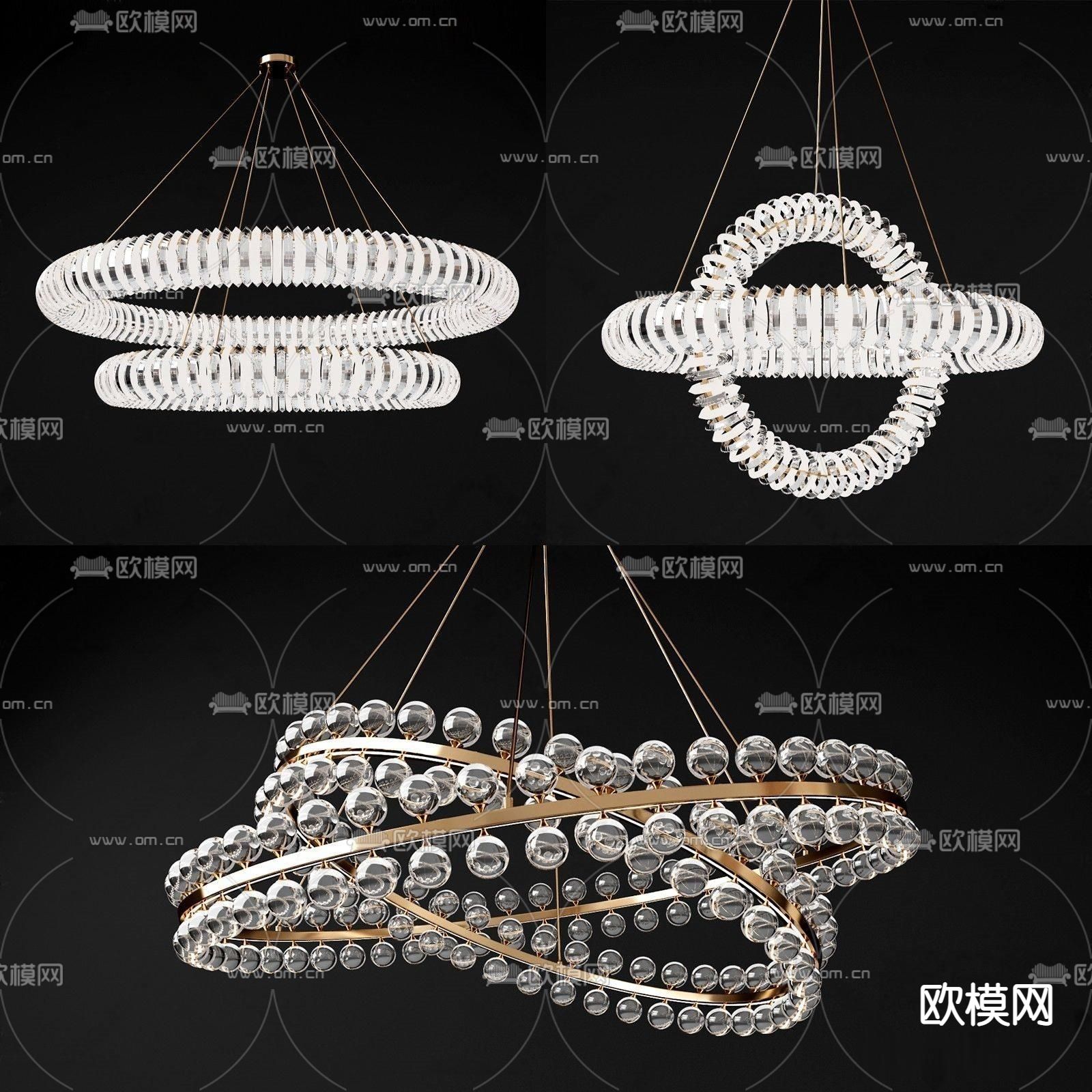 现代金属水晶吊灯组合su模型下载_ID13012247_sketchup模型下载-欧模网