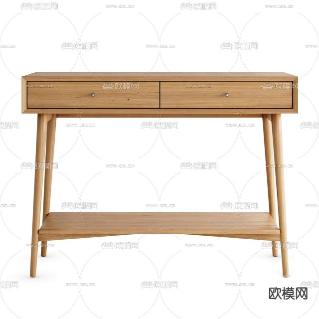 北欧简约实木梳妆台免费3d模型下载