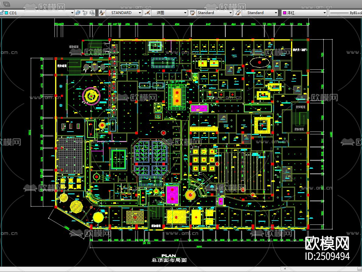 洗浴中心CAD施工图下载（渲染图7）
