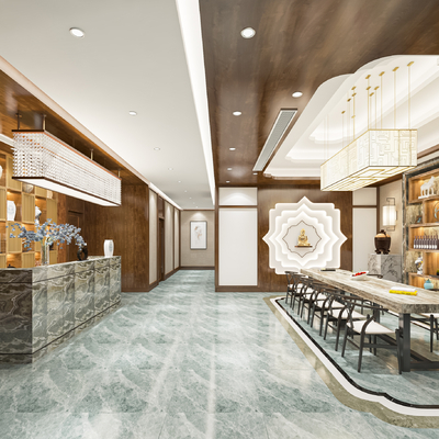  新中式茶馆 茶楼su模型 