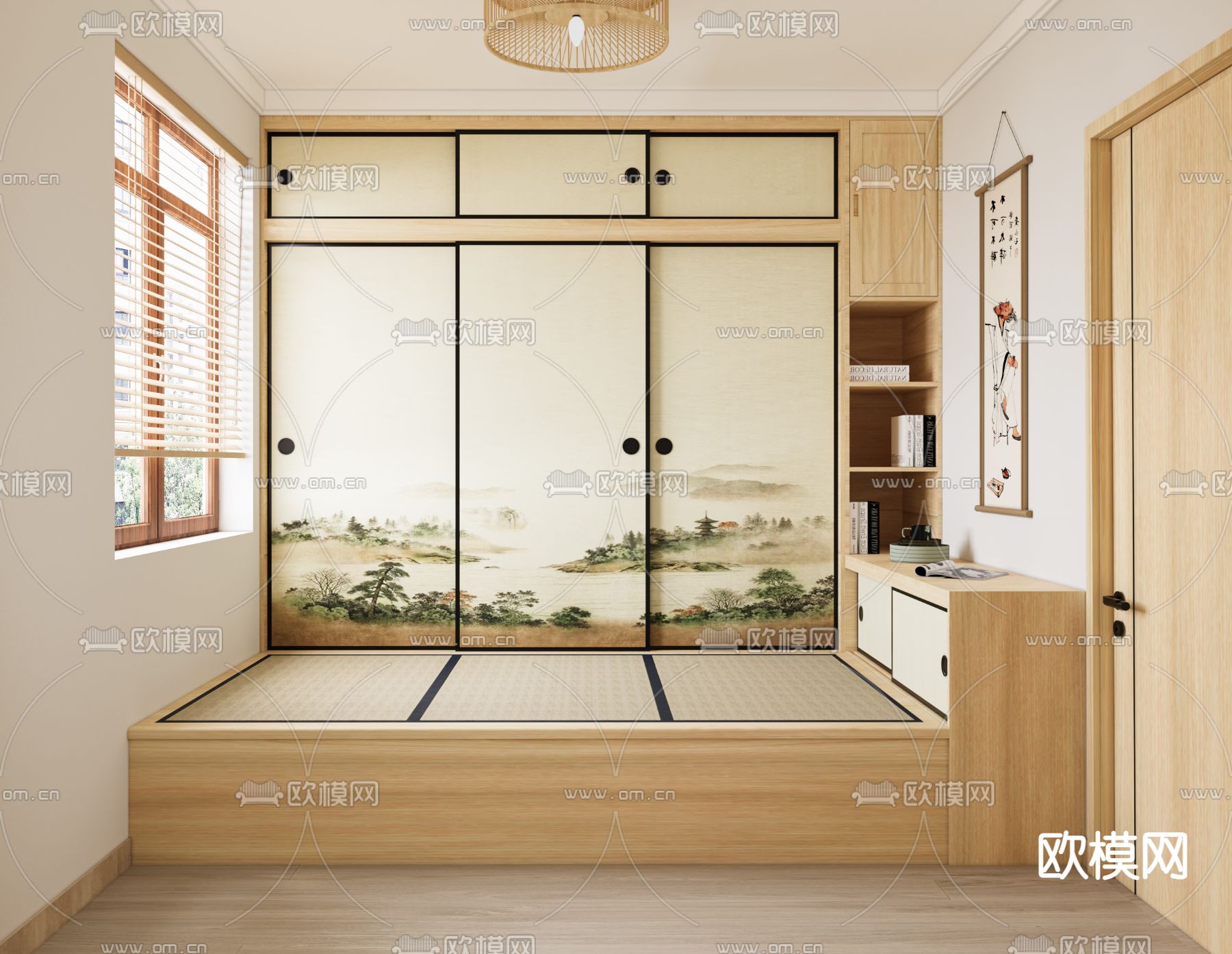 日式榻榻米卧室 次卧免费3d模型下载