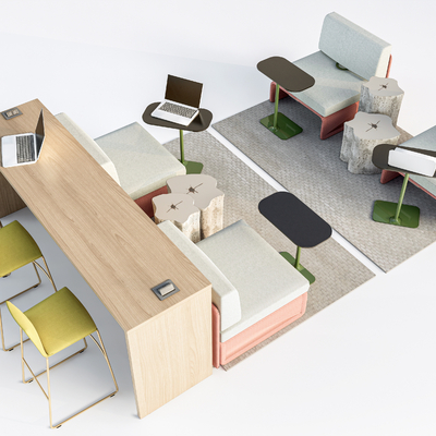  现代办公沙发  休闲沙发su模型 