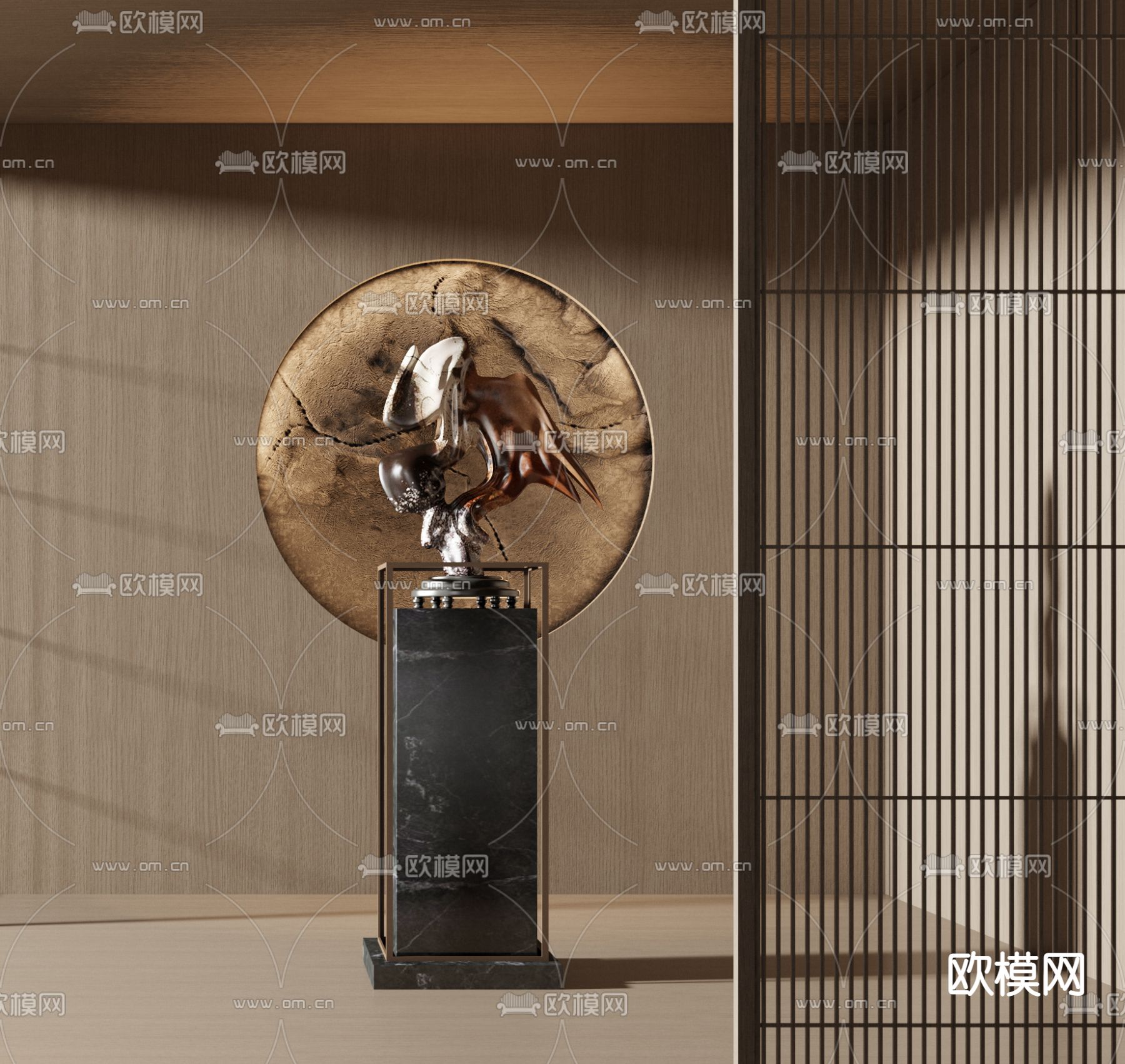 新中式雕塑 抽象饰品 摆件3d模型