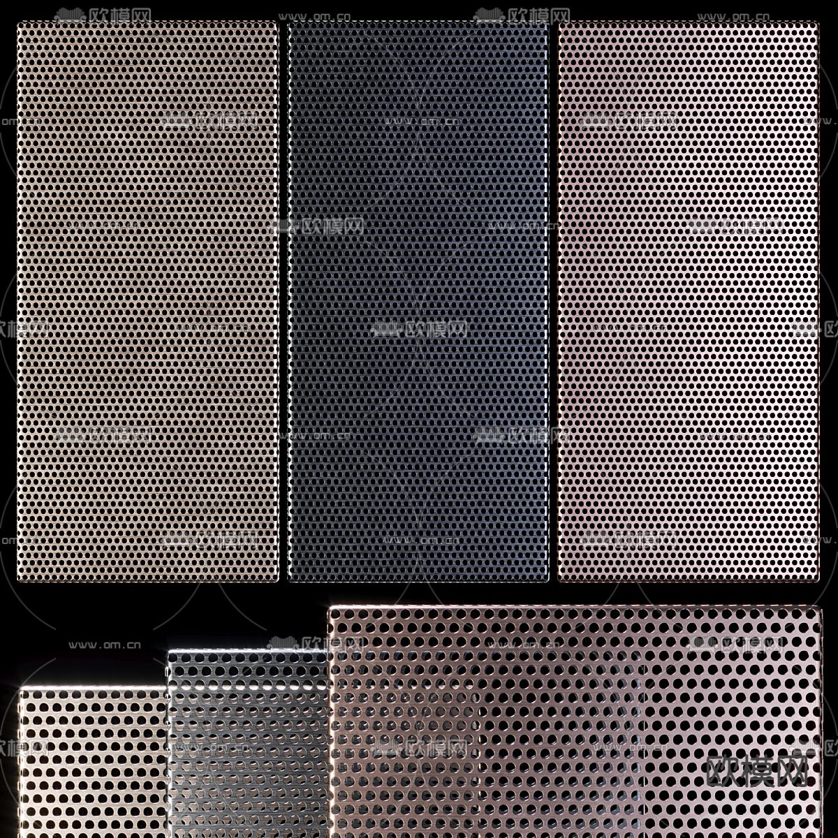 穿孔板 外墙金属板 冲孔网3d模型下载