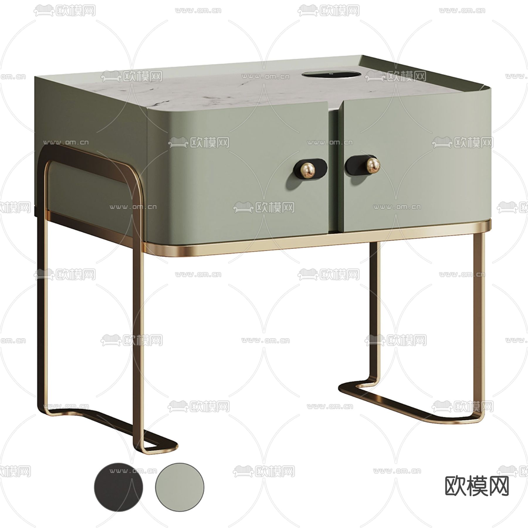 现代床头柜3d模型下载（渲染图1）