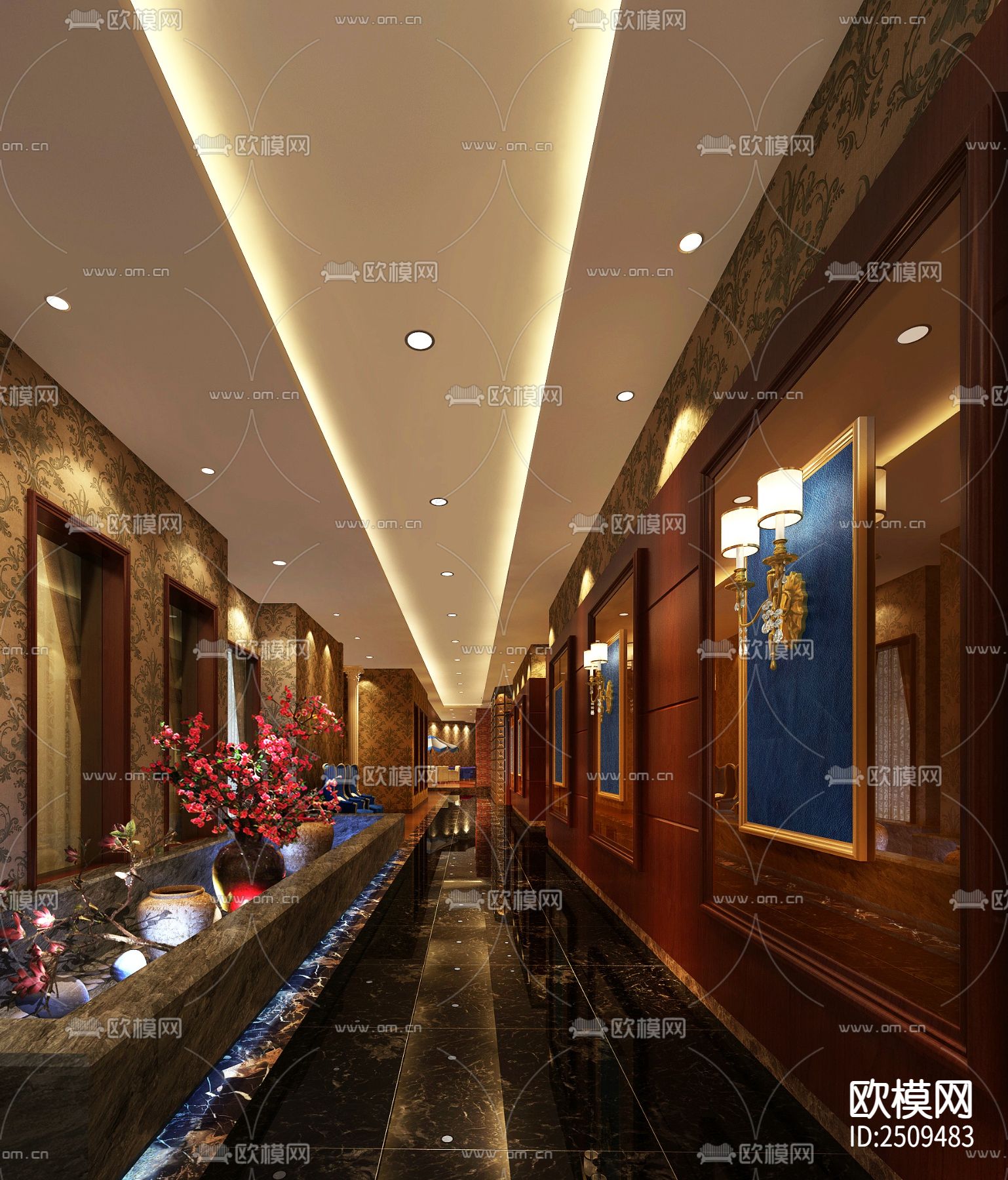 欧式咖啡厅CAD施工图下载（渲染图4）