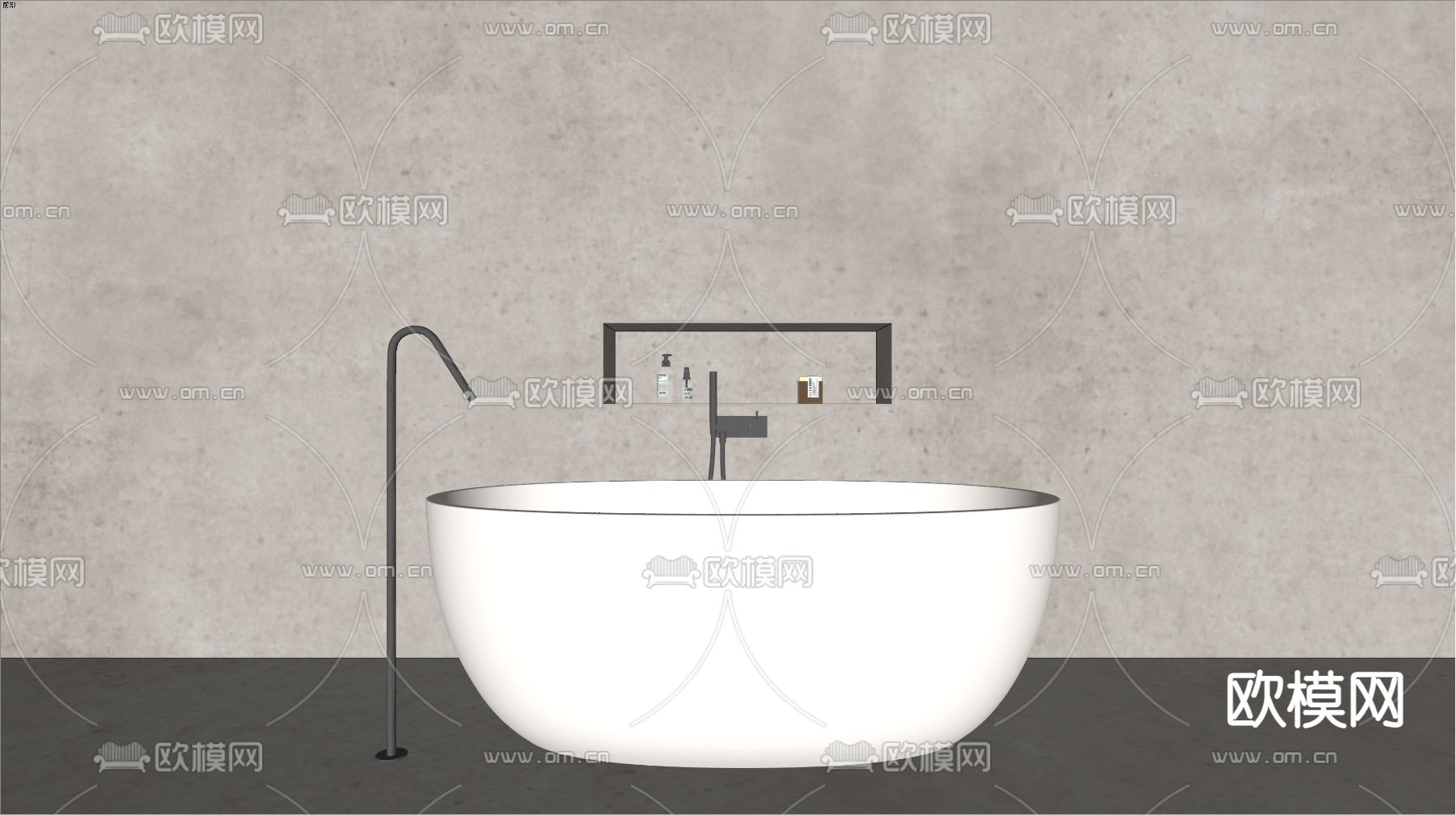 现代浴缸su模型下载（渲染图2）
